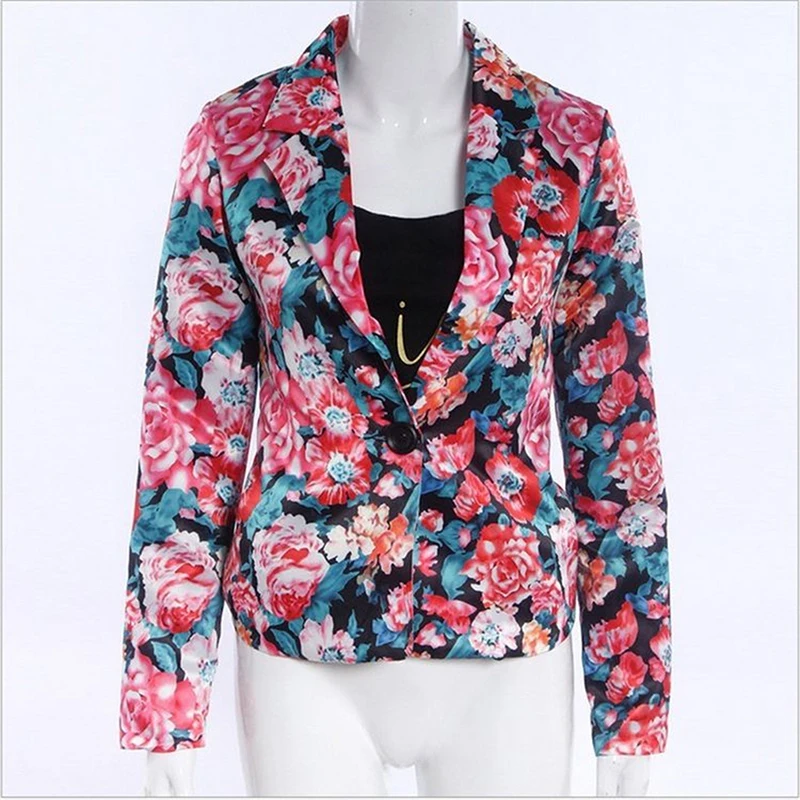 Женский элегантный Блейзер GAOKE Осенний блейзер с длинным рукавом и цветочным