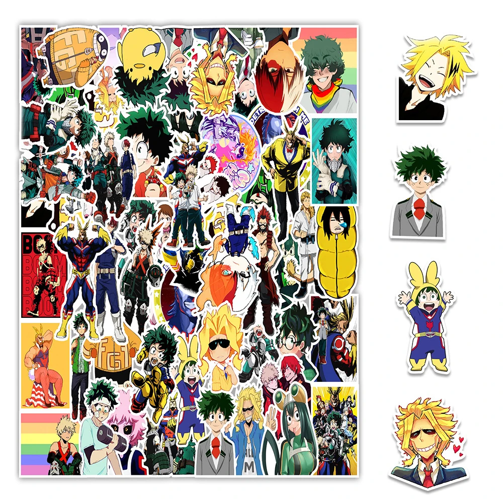 Pegatina de My Hero Academia para ordenador, pegatina impermeable de copa de agua para tel&eacute;fono, 10/30/50 Uds., venta al por mayor-1