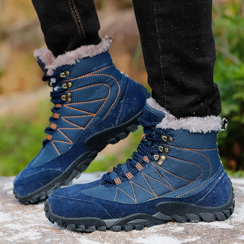Зимние теплые мужские ботинки для пеших прогулок дышащие походные Нескользящие