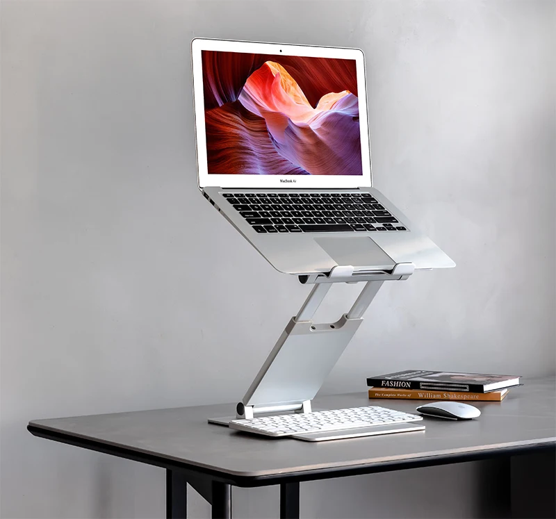 

Hyvarwey AP-2H Aluminum Alloy Height Adjustable Laptop Stand Folding Lifting Standing Work Office Macbook Riser