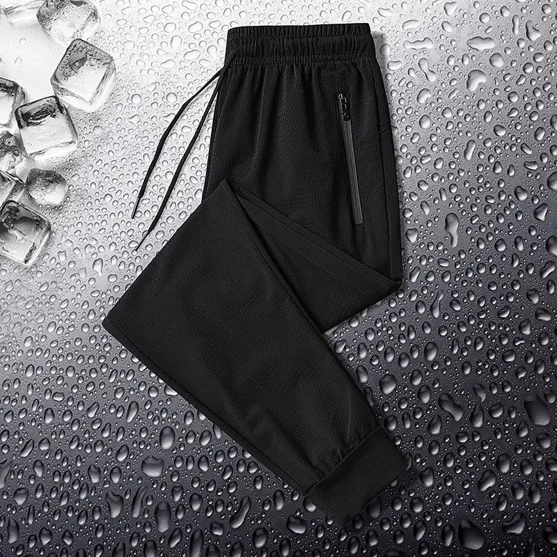 

men's casual pants Korean fashion brand four side stretch ice pants summer mesh breathable slim air conditioning pants