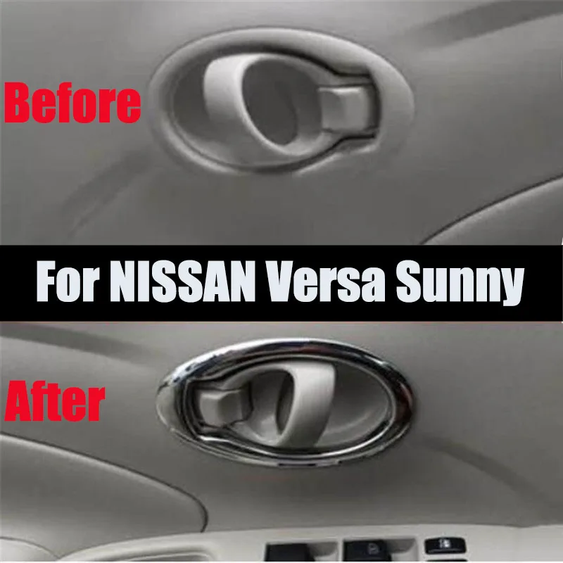 

Door Handle Cover inner door handle bowl cover for Nissan Versa sunny Latio 2010 2011 2012 2013 2014 abs chrome 4pc Car Styling