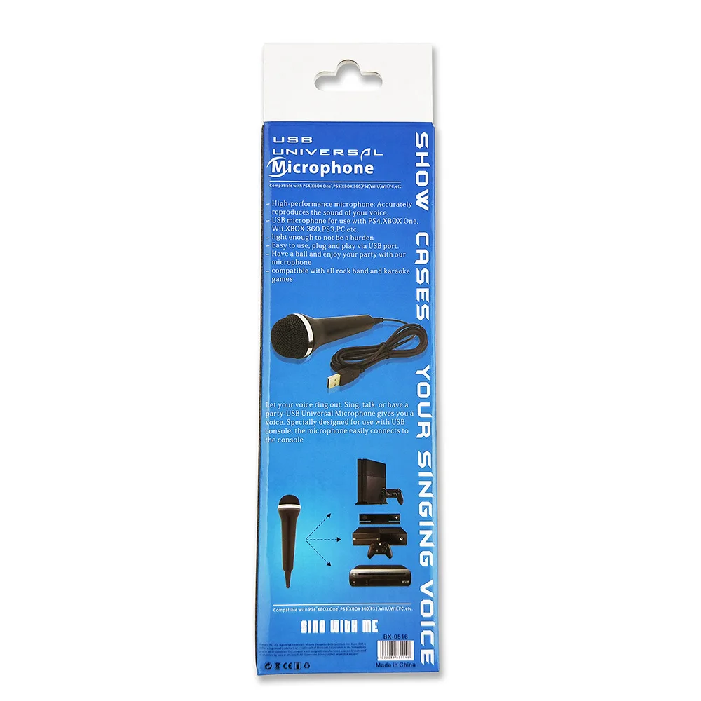 Портативный универсальный USB проводной микрофон караоке ручной для PS4/PS3/PS2/XBOX