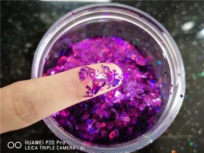 Laser purple 10g Ультратонкий 5 мм письмо форма, Сыпучие блёстки ногтей блестки лазерный Экологичные блестка из ПЭТ DIY лак для ногтей Материал 10g - Цвет: Laser purple 10g