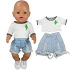Одежда для куклы 40 см белая футболка для новорожденных короткие джинсы 18 дюймов американская Одежда для кукол Og для девочек