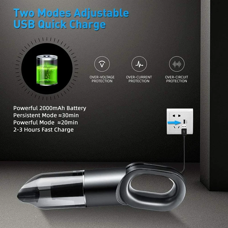 Портативный беспроводной ручной пылесос 2 скорости высокая мощность 120 Вт USB