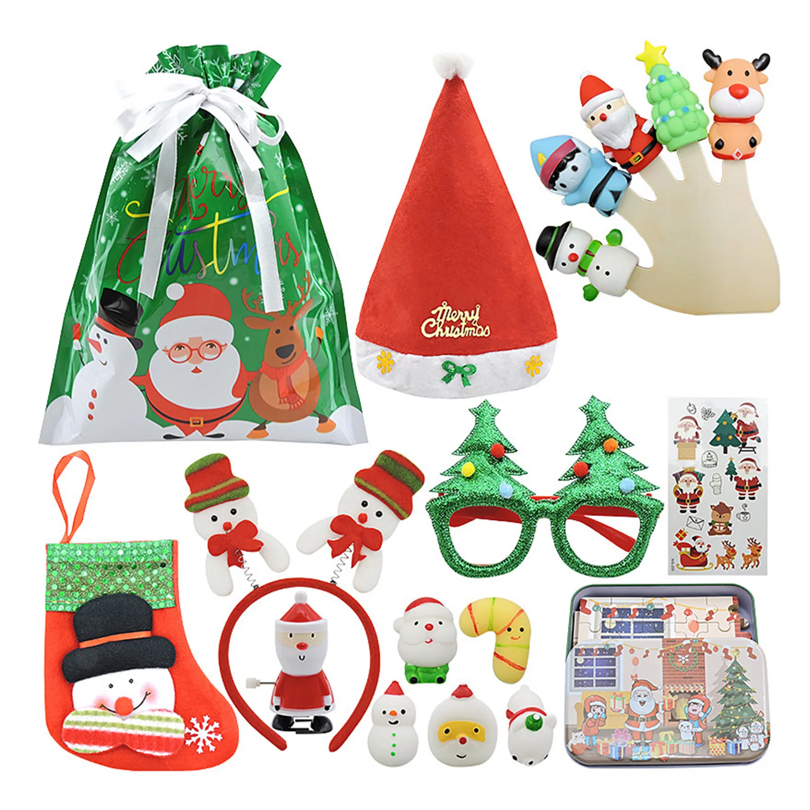 

Набор рождественских сенсорных игрушек, 14 шт., рождественские куклы-сердца, Санта-Клаус, Рождественская шапка, рождественские носки, пазлы д...