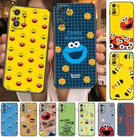 cartoon cookie monster elmo cartoon phone case for xiaomi redmi note 10 9 9s 8 7 6 5 a pro s t black cover silicone back pre sty