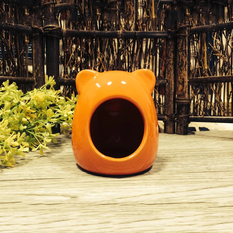 Orange Керамика хомяк клетка-гнездо мультфильм Лето Прохладный морская свинка Кролик дом для шиншиллы хомяк клетка украшения Аксессуары - Color: Orange