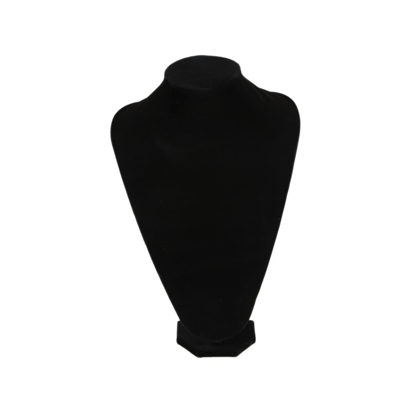 Velvet Necklace Pendant Chain Jewelry Bust Display Holder Stand Brand Black | Packaging &amp