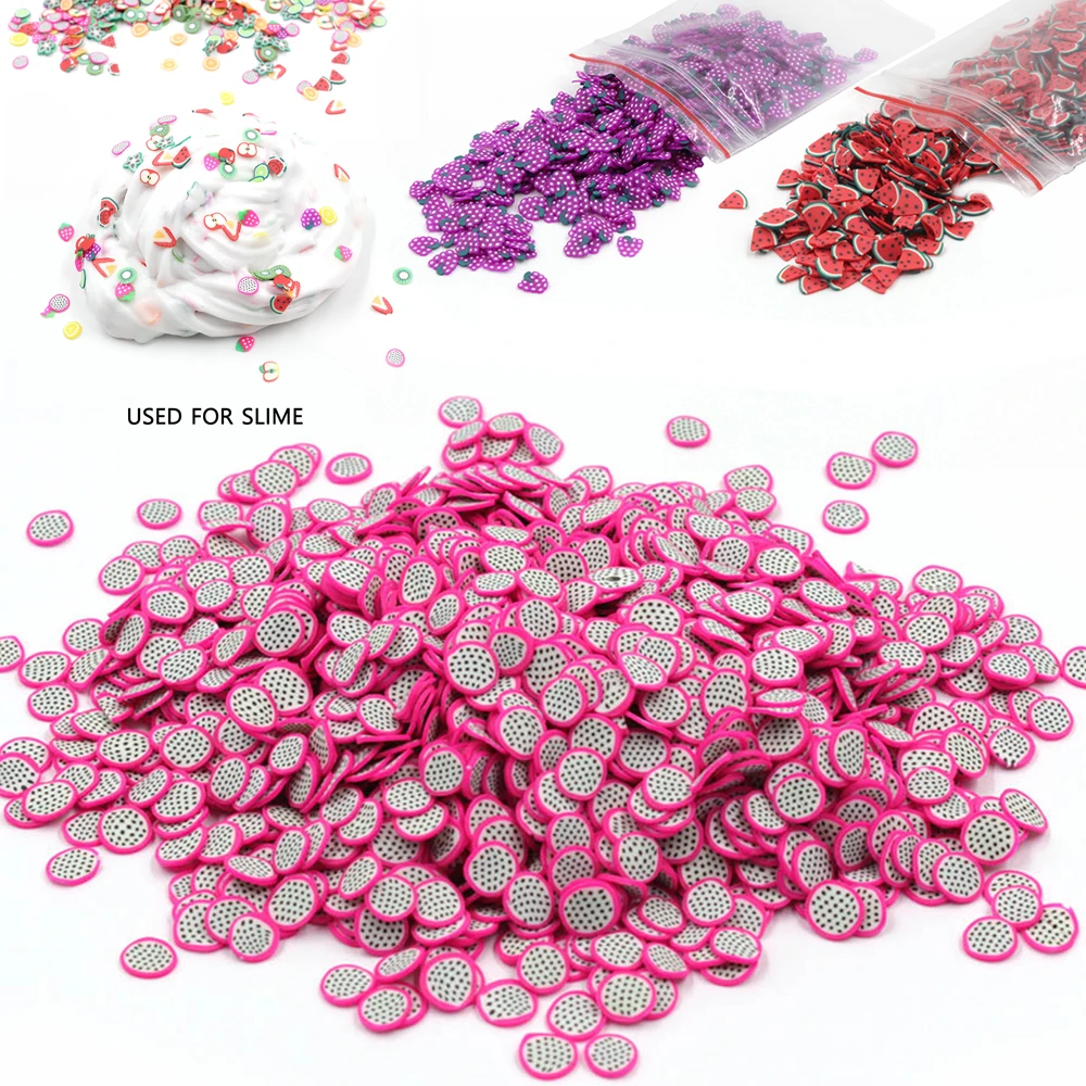 Подвески Fimo для фруктов, клейкие аксессуары, пушистые украшения DIY, дополнение в слайме, игрушки для песка, наполнитель, блестящий прозрачный набор