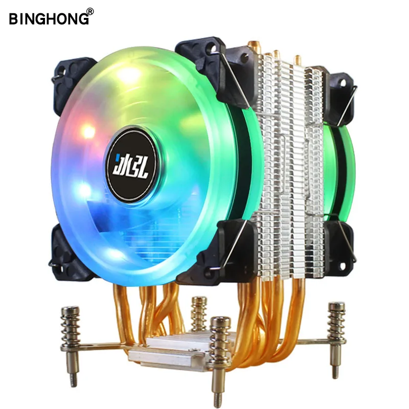 Кулер для процессора со светодиодной подсветкой теплоотвод 90 мм 4 контакта PWM rgb 6