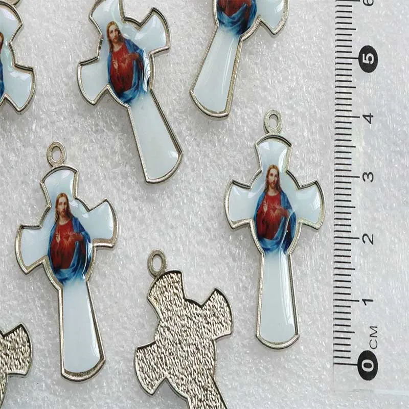 20 шт./цветной амулет Иисуса из Священного Сердца крест-подвеска крест для ногтей