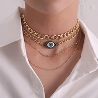 vintage fashion evil eye necklace pendant clavicle chain exaggeration multilayer necklace women accessory collares party gift
