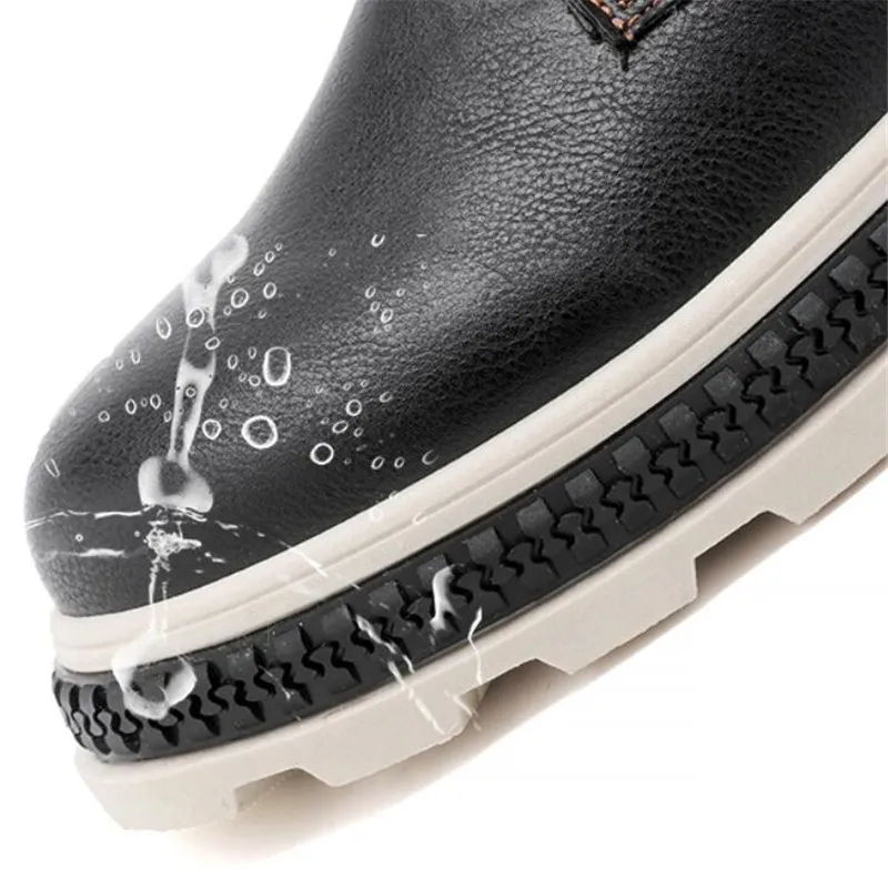 Высококачественные зимние новые кожаные ботильоны мужские ботинки в байкерском