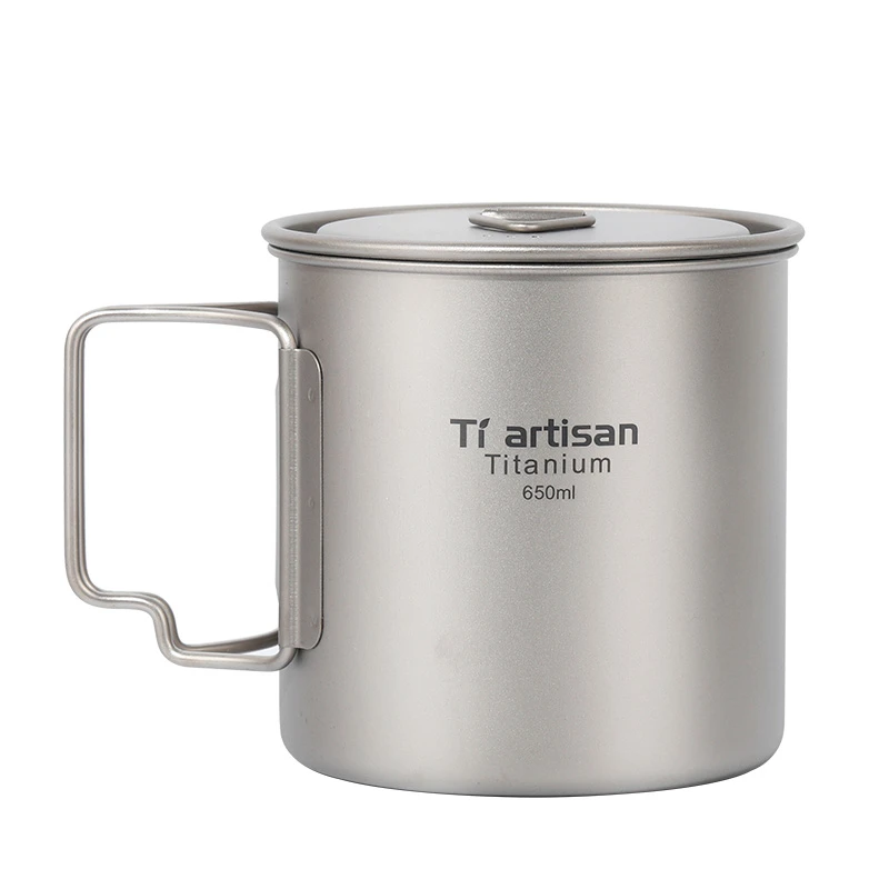 Титановая кружка с складной ручкой для кемпинга портативная посуда пикника 300