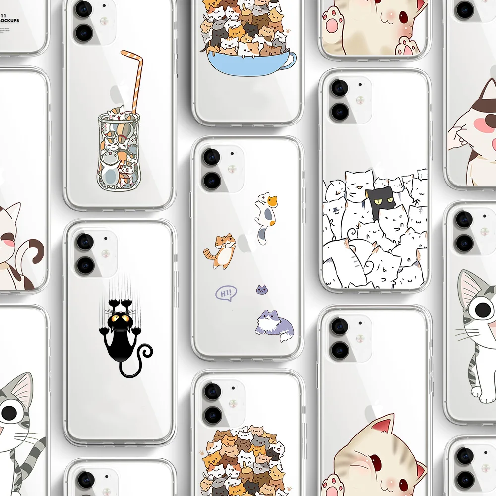 

ciciber Funda Case For Iphone 13 Case For iPhone 13 11 12 Pro XR 7 X XS MAX 8 6 6S Plus 5 5S SE 2020 Silicone Cute Kitten Cat