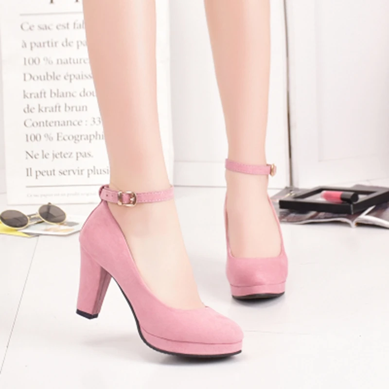 Туфли лодочки женские на платформе и высоком каблуке с круглым носком|Женские