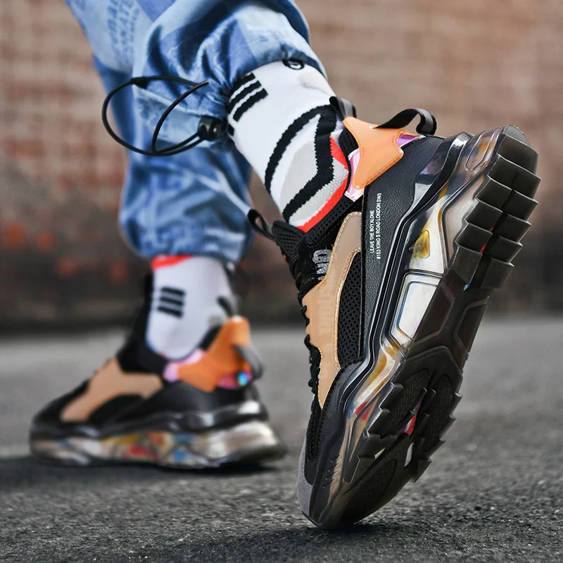 

High Quality Brand Men Sneakers Pop-Corn Sole Comfortable Casual Shoes Men's Sports Shoes Shock Absorption Trend Jogging Shoes