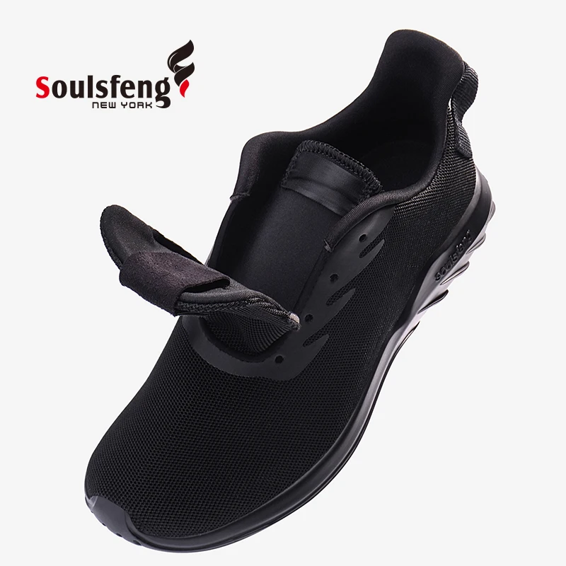Soulsfeng 2021 Original Winter Summer Dual-use Running Shoes Non-slip Lightweight Shock-absorbing Black Knitted Sneakers