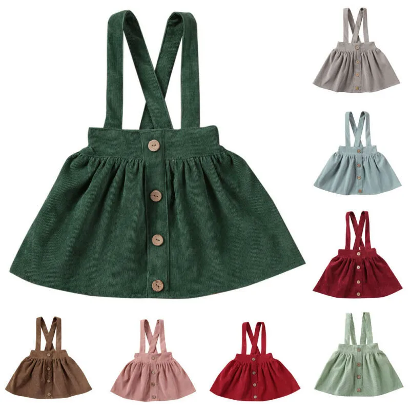 Детская юбка пачка pudcoco на подтяжках Вельветовая с оборками для маленьких