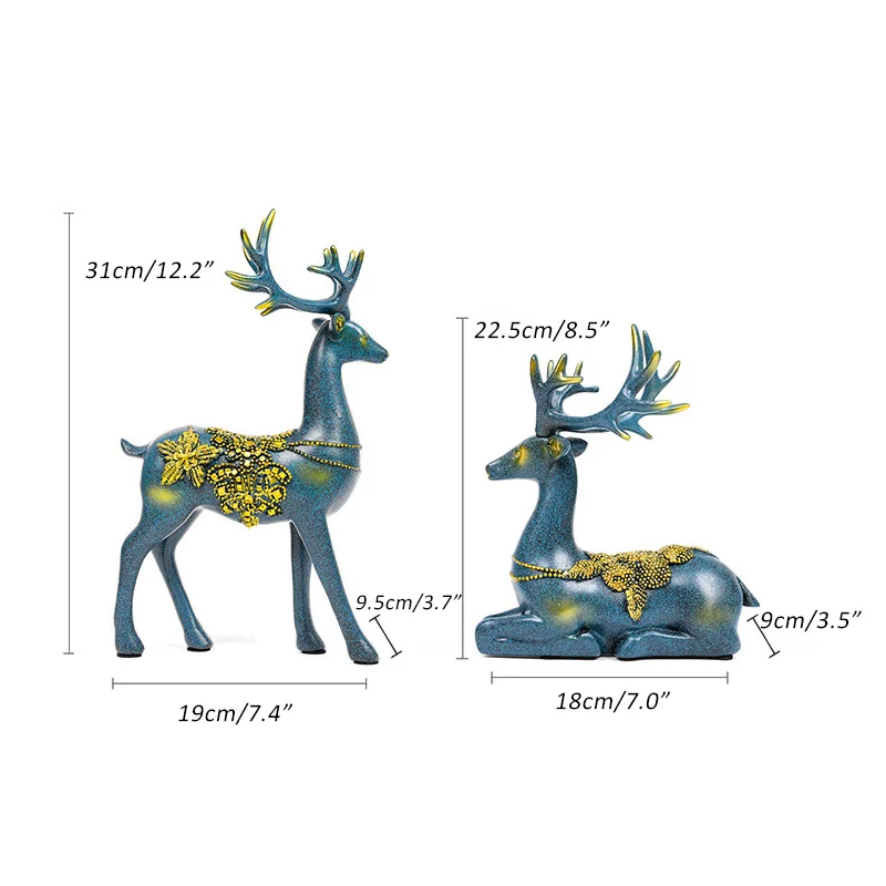 

Luxury Elk Ornament Resin Deer Figurine Crafts Home Decoration Miniature Model Wedding Decor Accessories Sculpture Birthday Gift