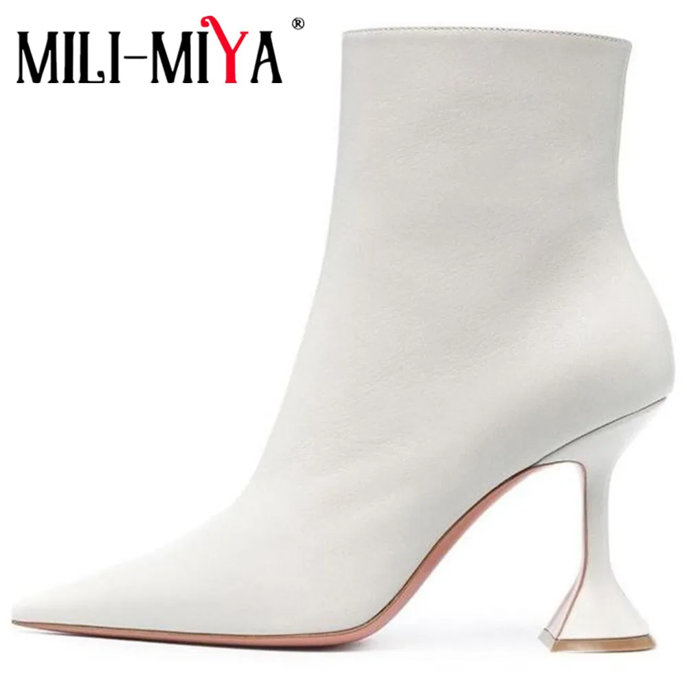 

Женские кожаные ботильоны с острым носком, размеры 34-43