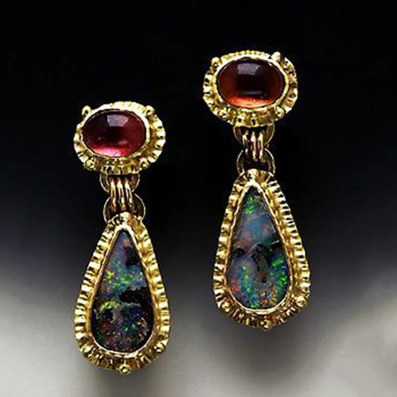 Earring D270 Boho Этнические каучук зеленого цвета Камень Висячие серьги для женщин Индийский Племенной Винтаж Серьги pendientes mujer moda Z4E680 - Окраска металла: Earring D270