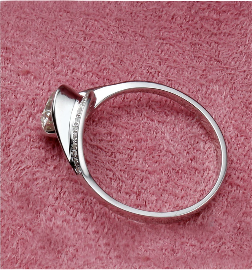 

Test Positive 0.8CT 6mm D-E Moissanite Diamond Ring 925 Sterling Silver White Gold Cover Women Ring Bonzer Jewelry for Her