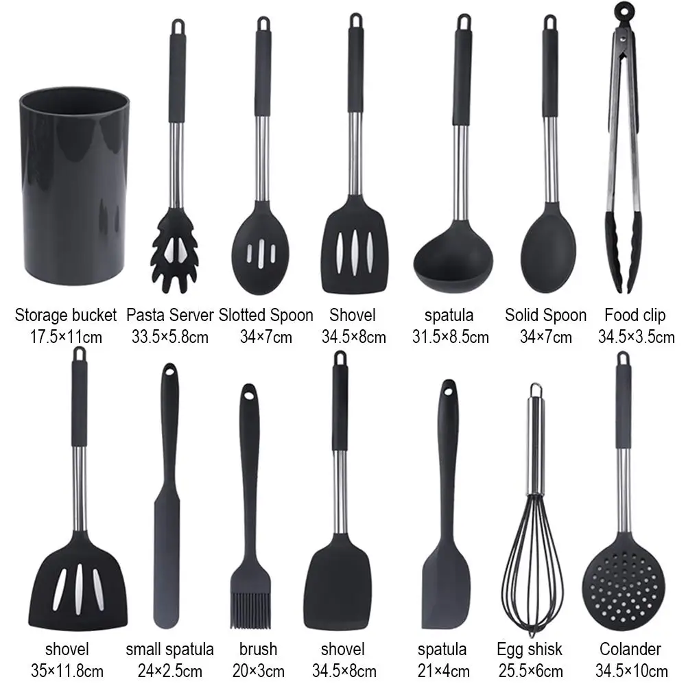 

14PCS Cooking Tools Set Kitchen Utensils Silicone Set Cookware Non-stick Spatula Stainless Steel Handle With Box Kitchen Tools 5