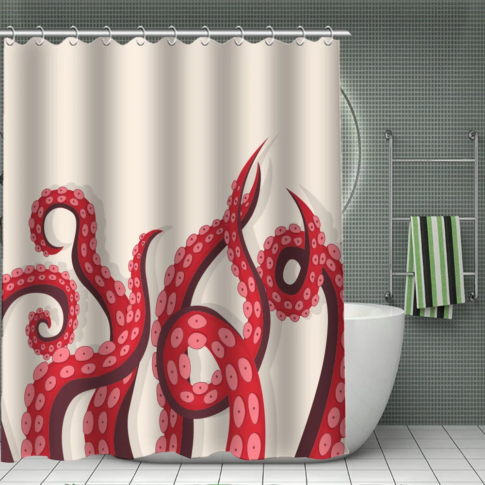 Занавески для душа в виде черепа осьминога водонепроницаемые занавески ванной с