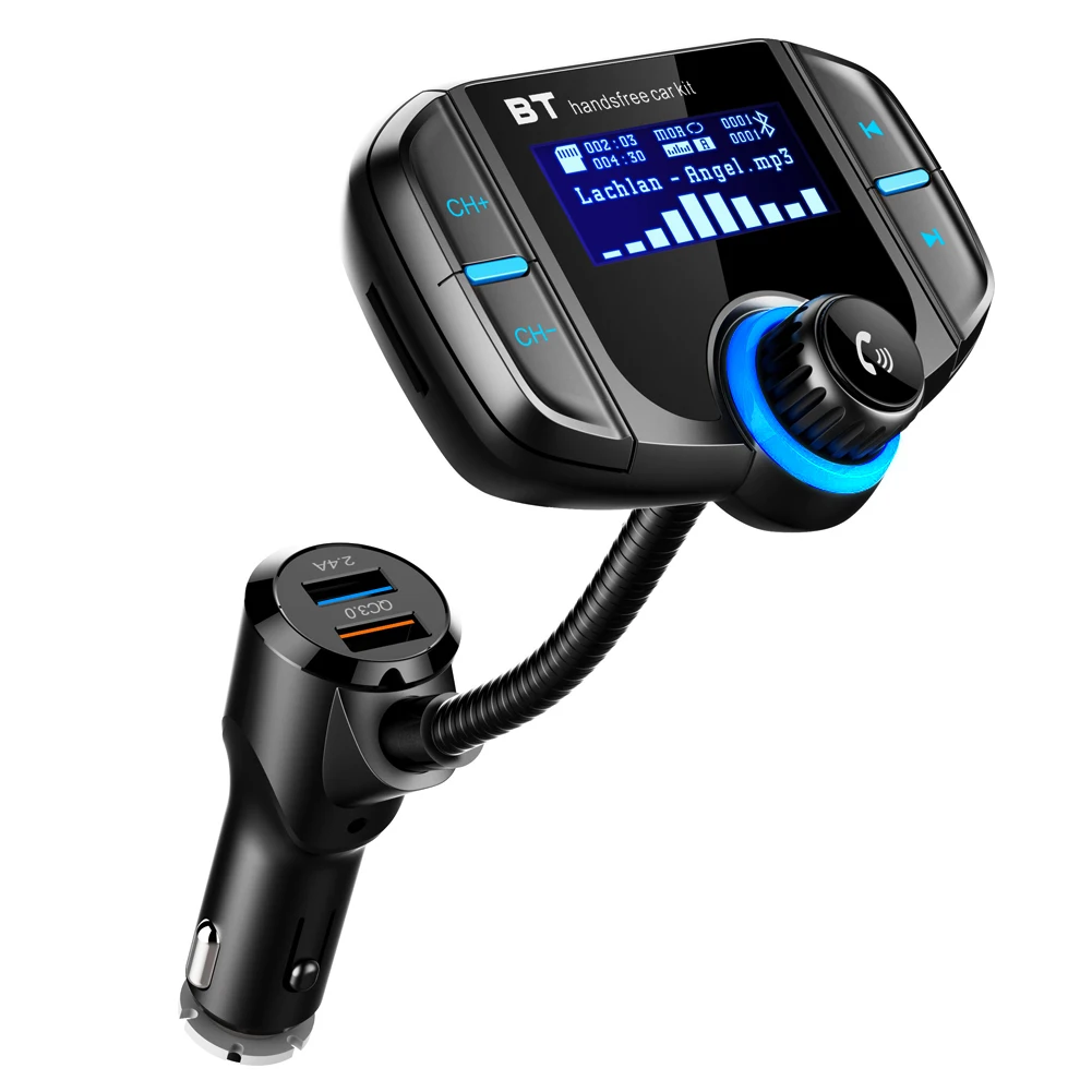 Автомобильный fm-передатчик с 1,7 дюймовым дисплеем обновленный BT70 Bluetooth передатчик Quick Charge3.0 беспроводной fm-модулятор