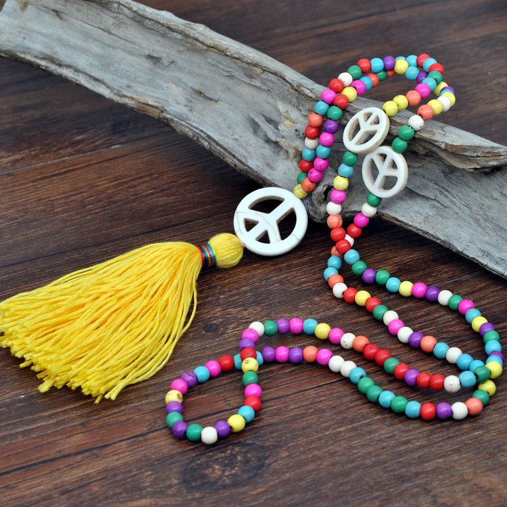 Yumfeel Brand New Fashion Jewelry Tassel Necklace Handmade Colorful Stone Beads Women Necklaces |