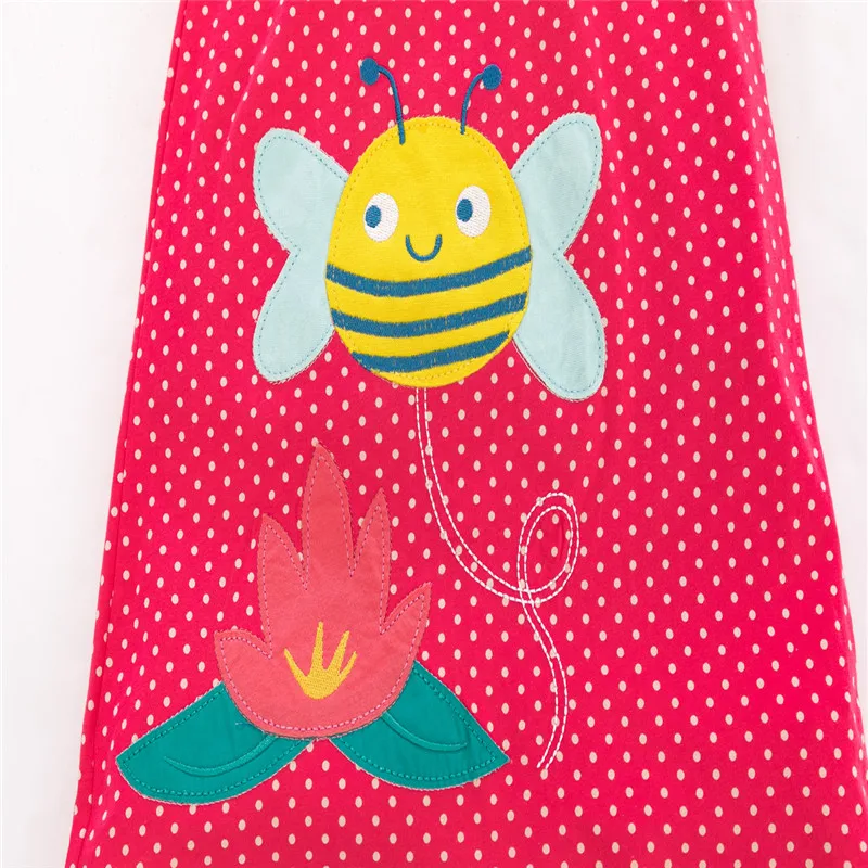 

Jumping Meters New Animals Embroidery Summer Princess Polka Dot Girls Dresses Cotton Fashion Children's Clothing Toddler Dress
