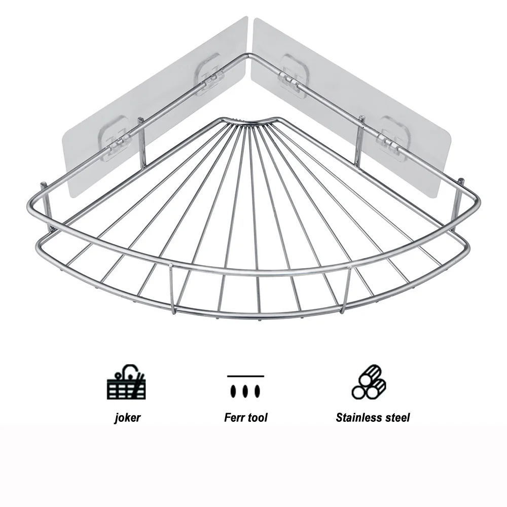 

Bathroom Shelf Stainless Steel Shower Corner Shelf No Drilling Storage Organizer Rack Holder for Shampoo Soap Cosmetic