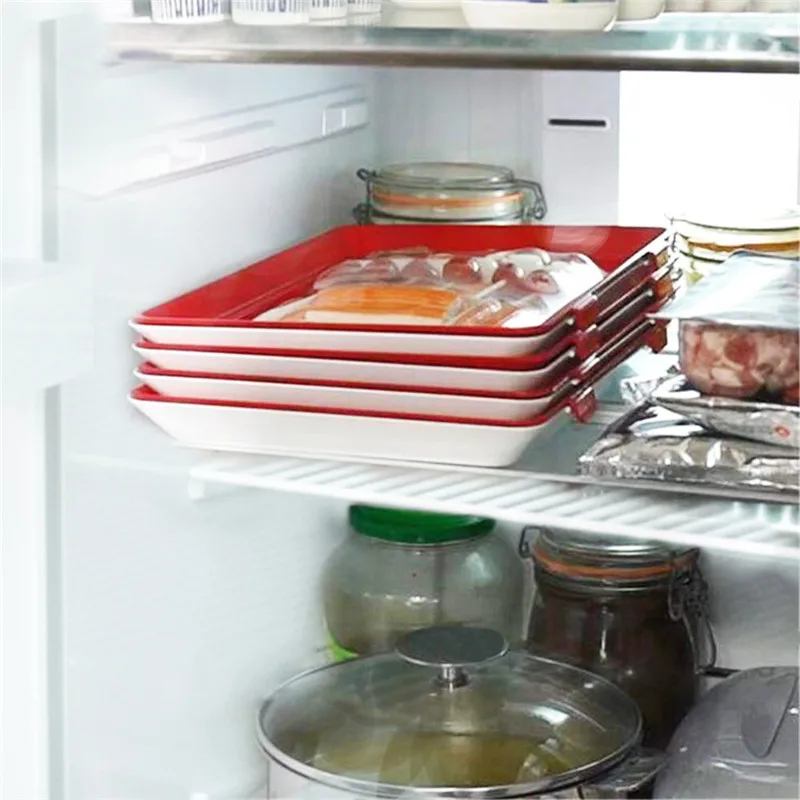 

4Pcs Food Preservation Tray Creative Food Fresh Reusable Plastic Elastic Film Buckle Vacuum Kitchen Food Storage Container
