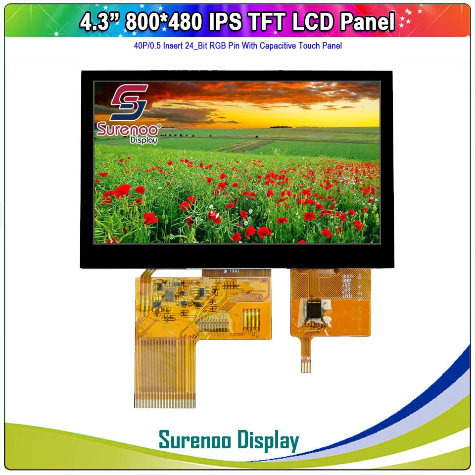 4 3 &quot800X480 40P_24bit RGB TFT IPS ЖК модуль экран монитора и IIC I2C емкостная сенсорная