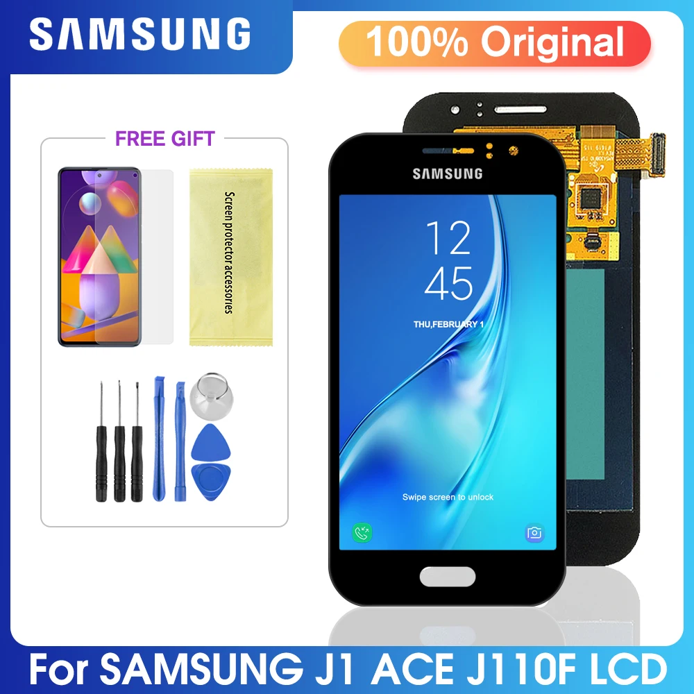 

4,3 "Оригинальный ЖК-дисплей для Samsung Galaxy J1 Ace J110 J111F J110G J110L, сенсорный экран, дигитайзер в сборе для J1Ace Super AMOLED