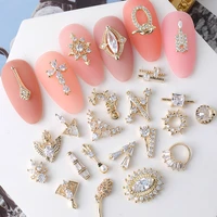 1 pieces 3d metal zircon nail art jewelry luxury pearl pendant decoration top crystal manicure diamond amulet