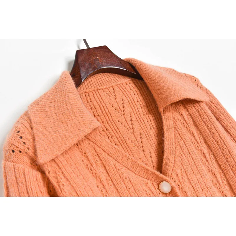 

Jacquard Knitted Cardigans Women Thick Sweater Coat 2020 Autumn Winter V Lapel Lantern Sleeve Loose Sweaters Cardigan Coat