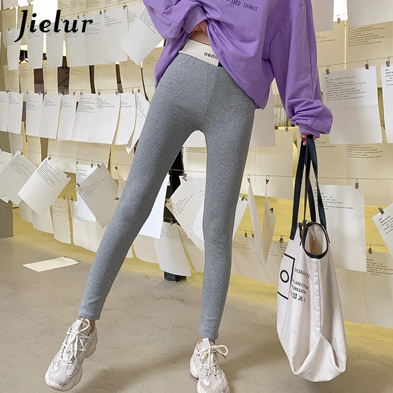 Jielur хлопковые спортивные Леггинсы женские эластичные брюки с высокой талией 2020