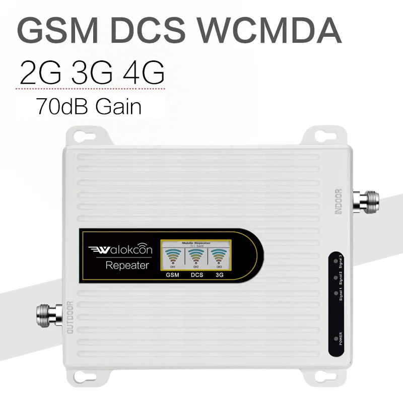 Трехдиапазонный усилитель сигнала сотовой связи Walokcon GSM DCS WCDMA 900 + 1800 2100 2G 3G 4G LTE