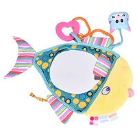 cartoon fish shape car rear view mirror for baby stuffed plush baby rattles toddler wide view adjustable safety headrest moun