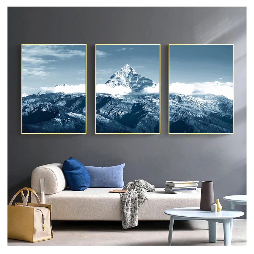 

Landscape Canvas Painting Scandinavian Posters and Prints Pictures for Living Room Bedroom Decor Nature Snow Mountain Wall Art