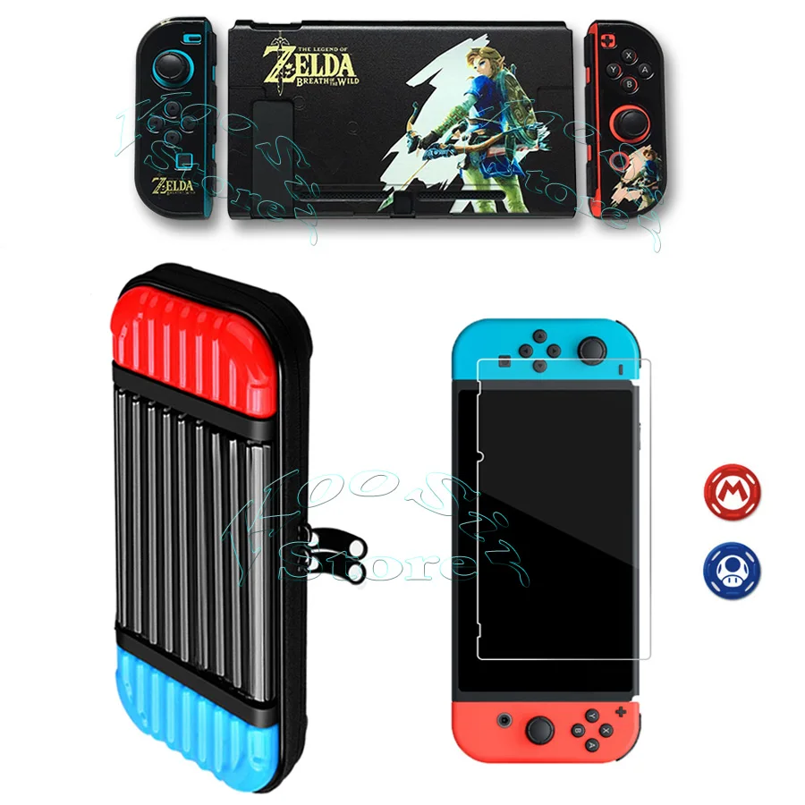 5 in 1 Kit Жесткий чехол для nintendo s, сумка для переноски, защитная стеклянная пленка Nitendo Switch, цветная оболочка для nintendo Switch - Цвет: 5 in 1 Kit