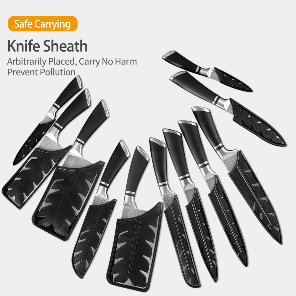 

Stainless Steel Kitchen Knife Set Boning Cleaver Slicer Utility Knife Home Health Household New Year Christmas Gift Knife Sheath