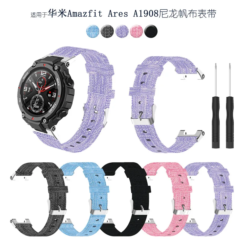 

Fit for Amazfit Ares A1908 Nylon Canvas Replacement Strap Band with Tool