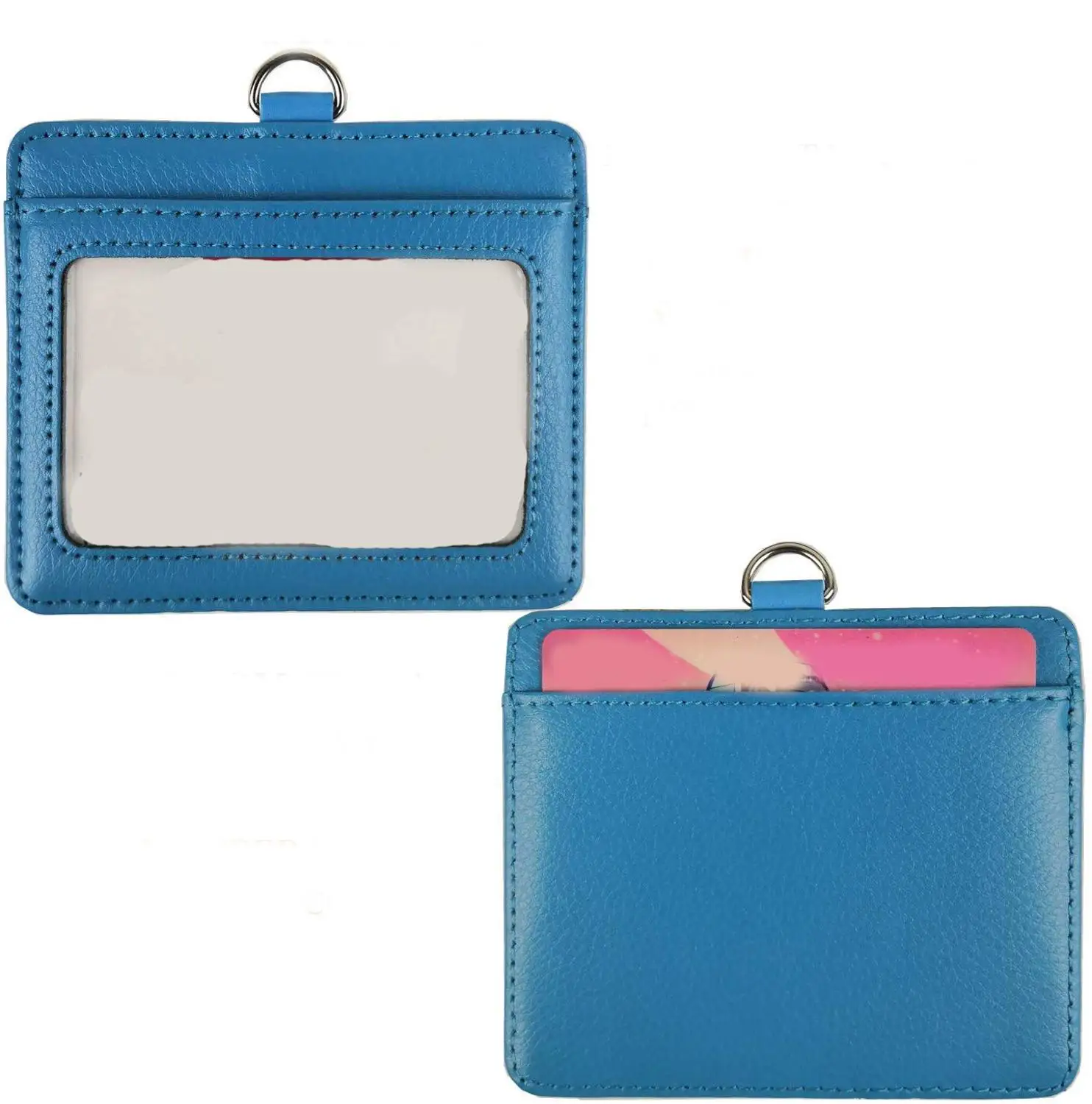 Сверхмощный держатель значка кожа ID держатель для карт с прозрачными прозрачное отделение для удостоверения личности-бумажник чехол 2-сторонняя горизонтальный Бизнес визитная карточка Органайзер