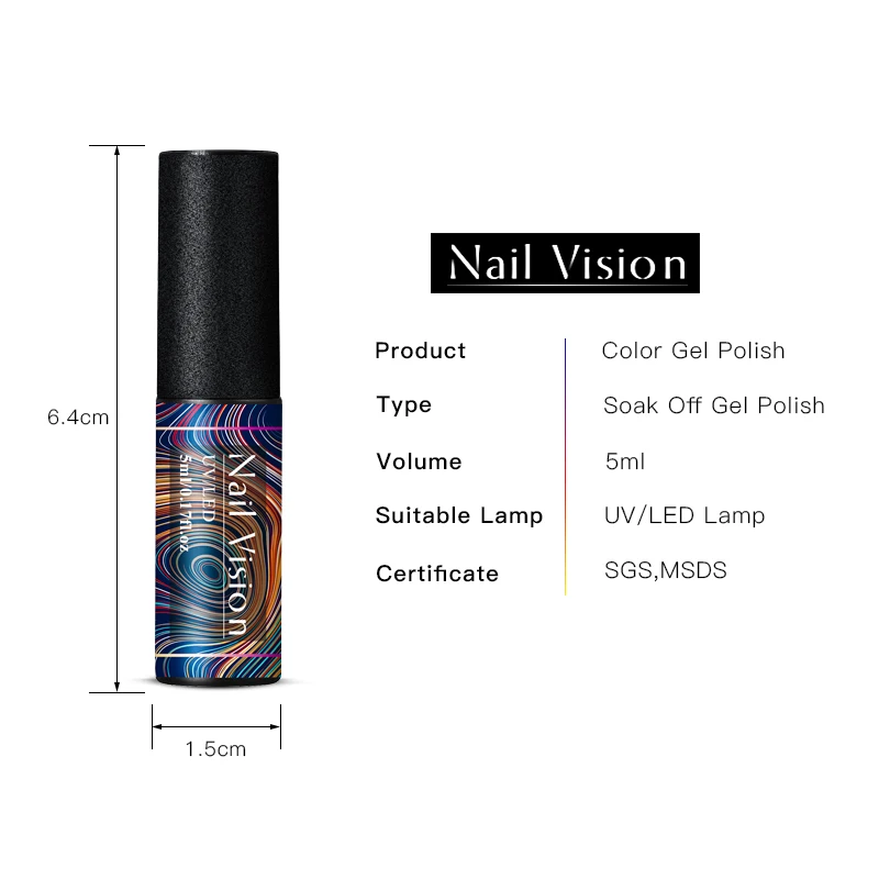 Nail Vision 5ML Glitter Gel Polish Manicure UV Varnish Semi Permanent Sock Off Hybrid Nails Art Long Lasting | Красота и здоровье