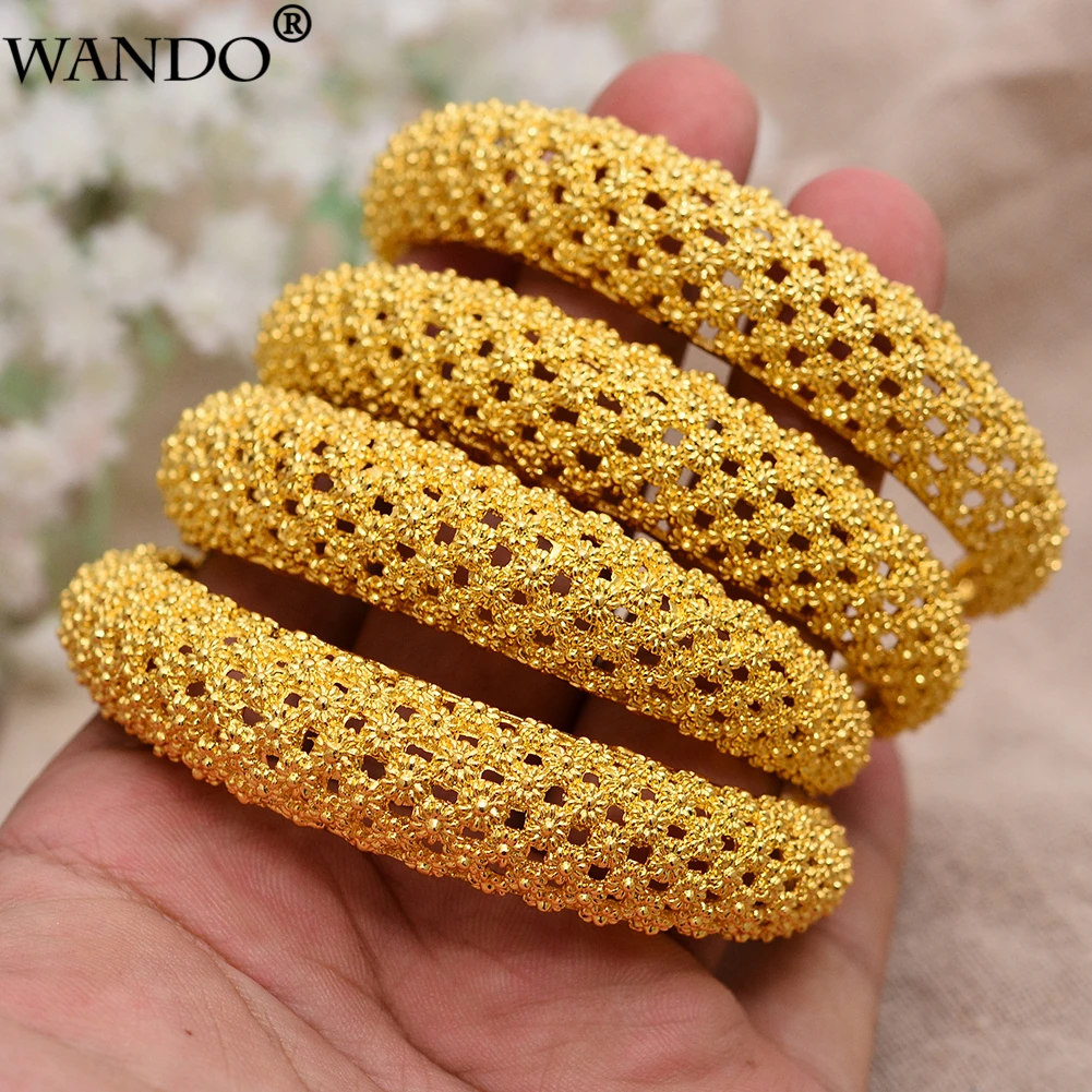 WANDO 4 шт. медные золотистого цвета свадебные браслеты для женщин Дубай браслет